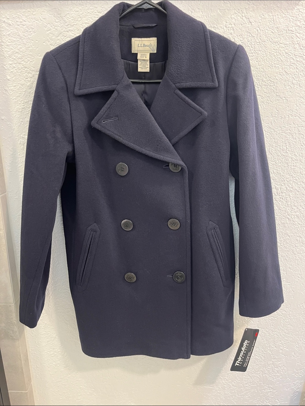 L.L. Bean Navy Double-Breasted Wool Peacoat
